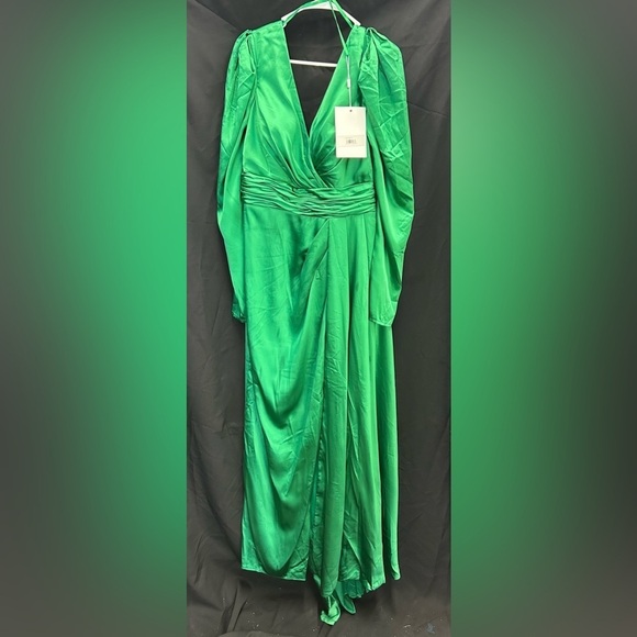 MAC DUGGAL 12404 NWT Faux Wrap Long Sleeve A Line Gown - Picture 4 of 6